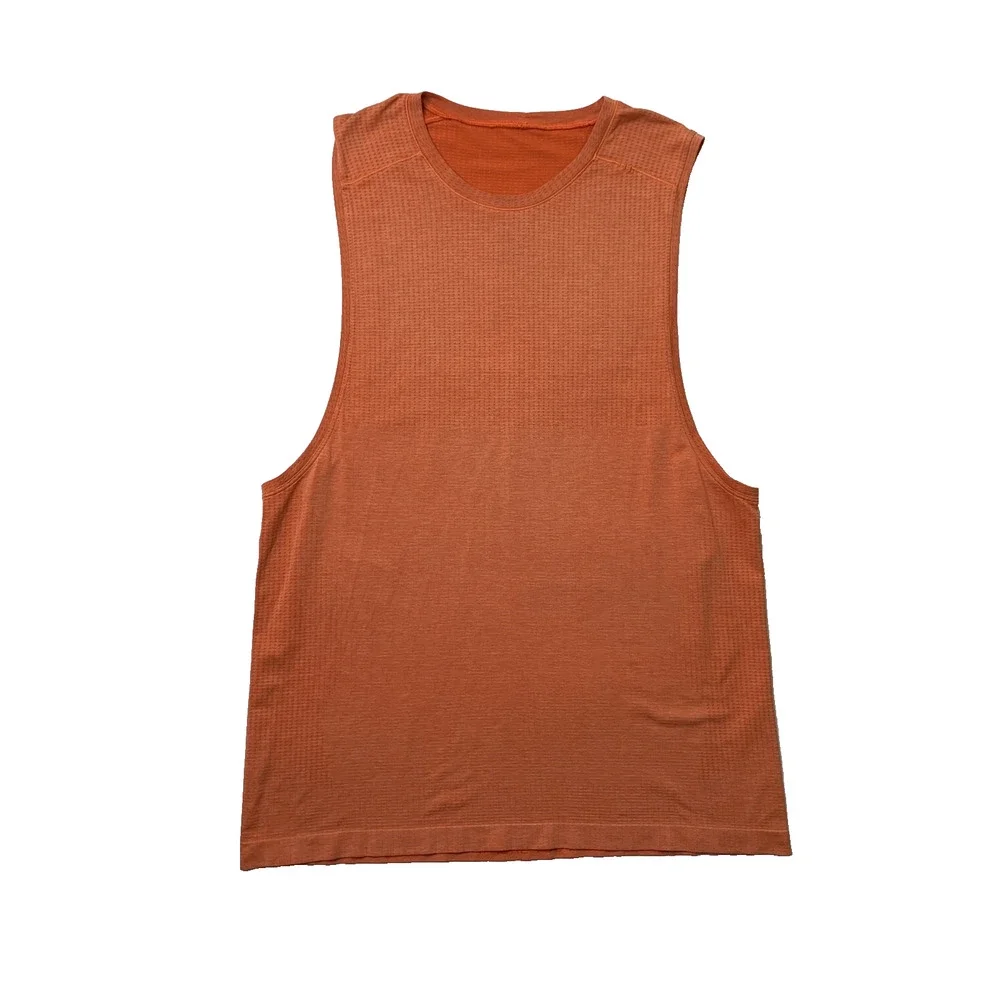 Lululemon Shirt Mens L Large Tangerine Metal Vent Tech Sleeveless Muscle Tank
